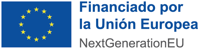 Logo de la Unión Europea con el texto "Financiado por la Unión Europea" y "NextGenerationEU", representando apoyo financiero para proyectos de desarrollo y recuperación.
